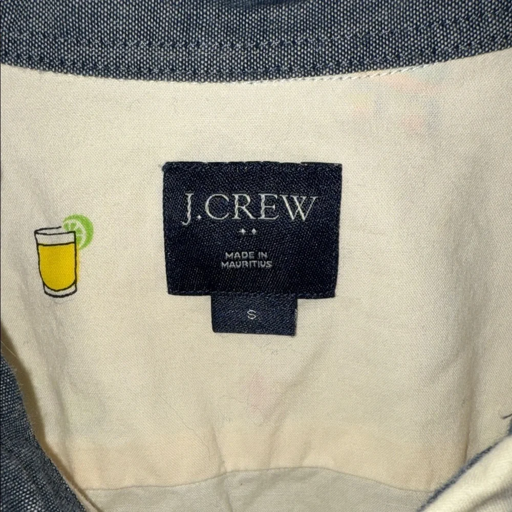 J. Crew Men's Cream Shirt with Fun Margarita Avocado Print - small. B7